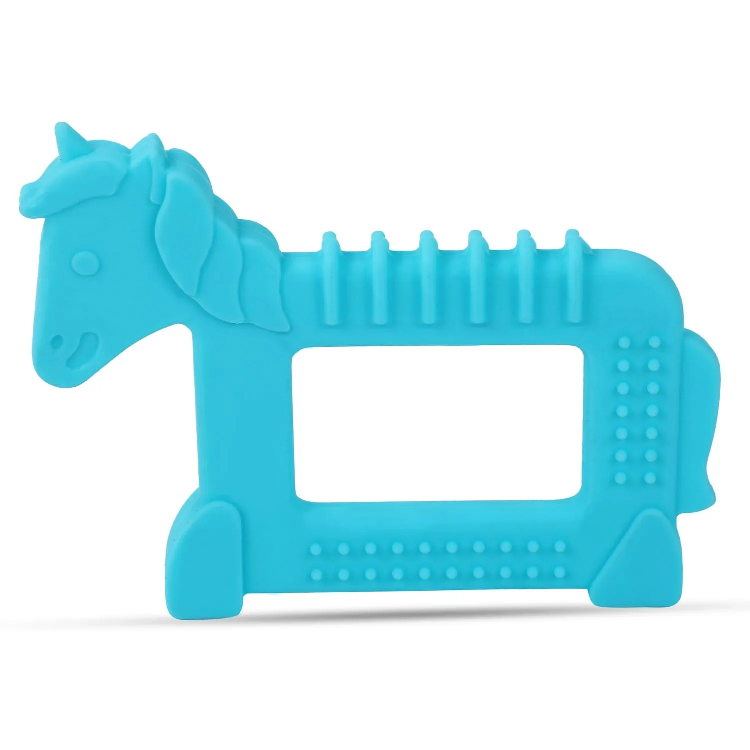 Baby Moo Soothing Silicon Teether BPA And Toxin Free Pack of 2 - Unicorn Blue And Hippo Pink