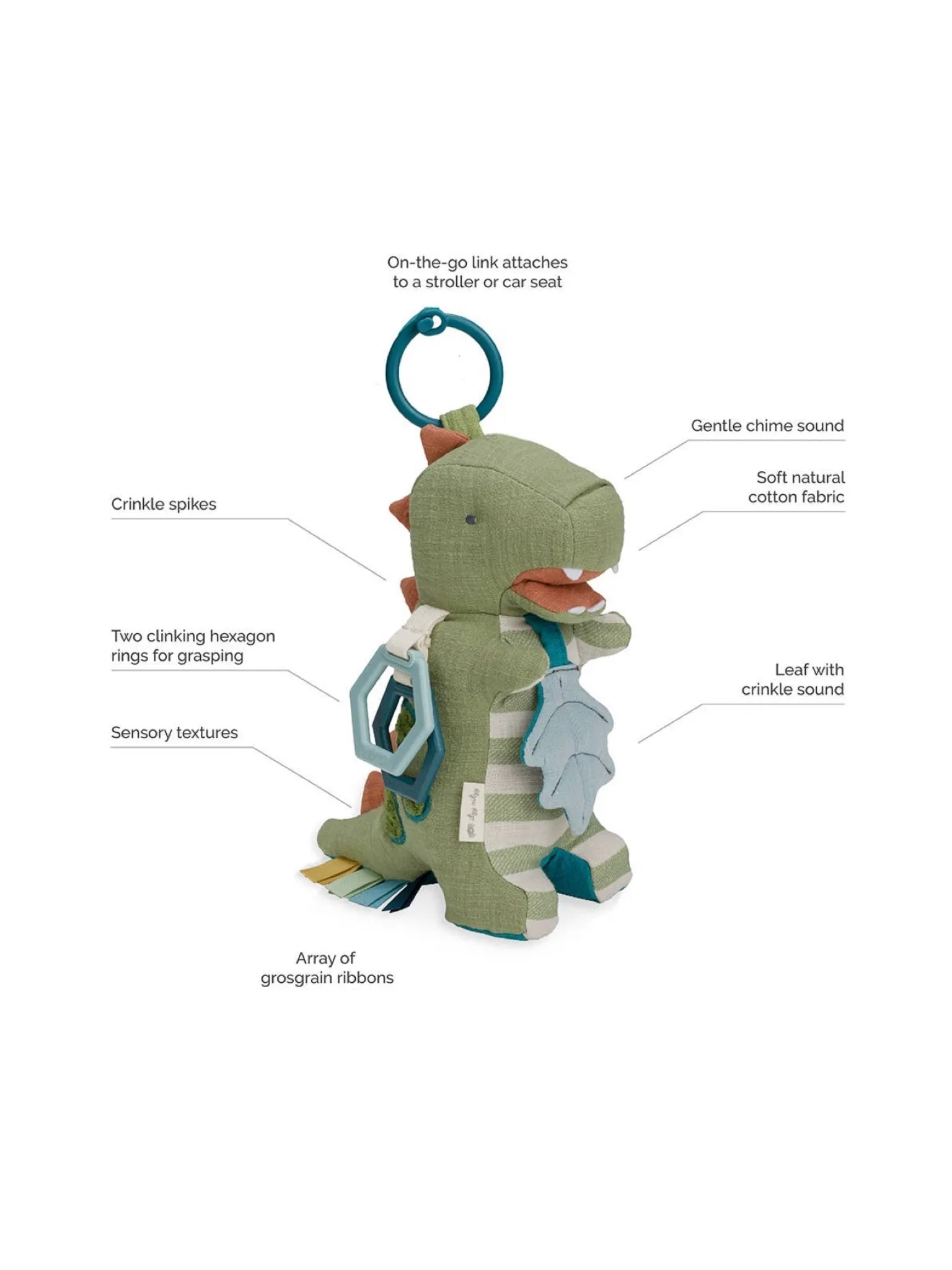 Bitzy Bespoke Link   Love Teething Activity Toy - Dino