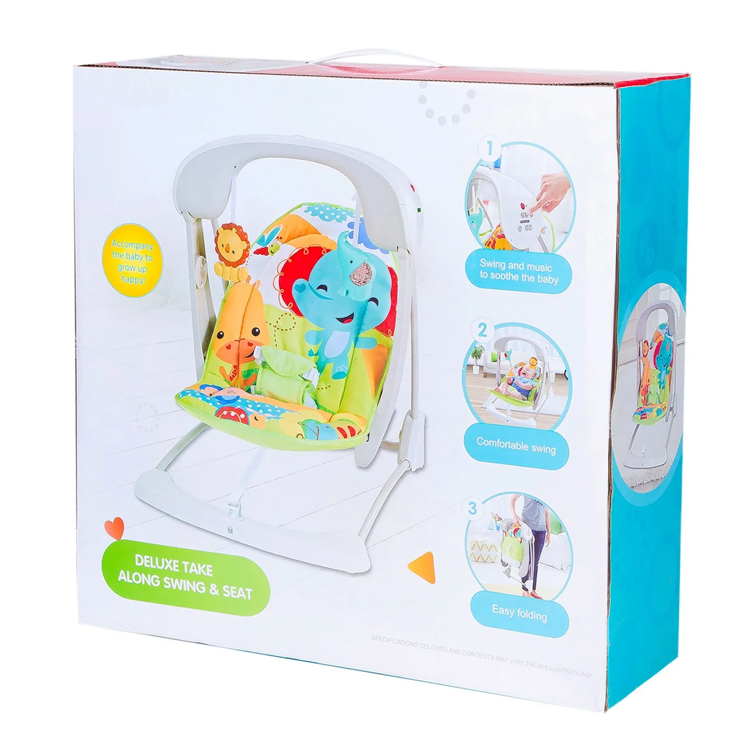 Bright Stars Foldable Musical Comfortable Swing Jungle Print Green