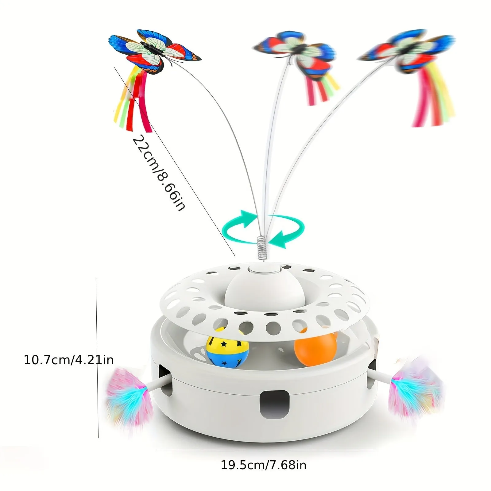 Cat Toys For Indoor Cats, Smart Interactive Kitten Toy With 360° Electric Rotating Butterfly, Random Moving Ambush Feather, Cat Toy Track Balls, Cat Interactive Toys