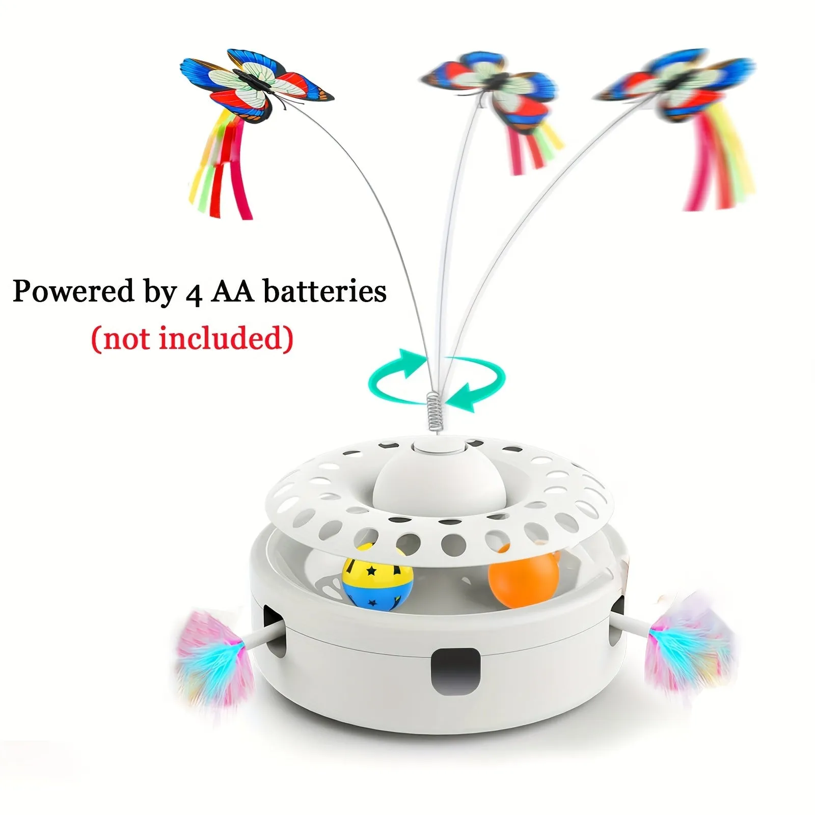 Cat Toys For Indoor Cats, Smart Interactive Kitten Toy With 360° Electric Rotating Butterfly, Random Moving Ambush Feather, Cat Toy Track Balls, Cat Interactive Toys