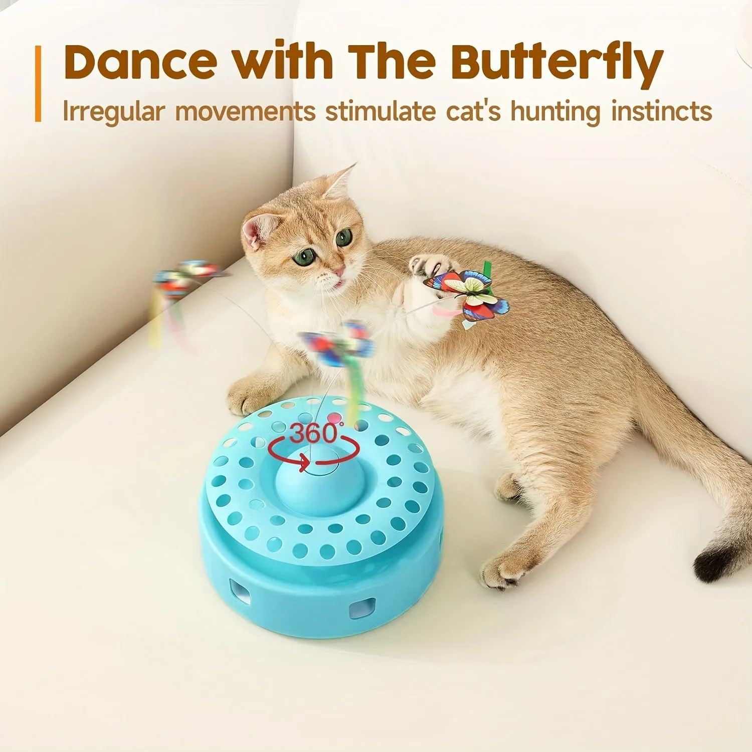 Cat Toys For Indoor Cats, Smart Interactive Kitten Toy With 360° Electric Rotating Butterfly, Random Moving Ambush Feather, Cat Toy Track Balls, Cat Interactive Toys