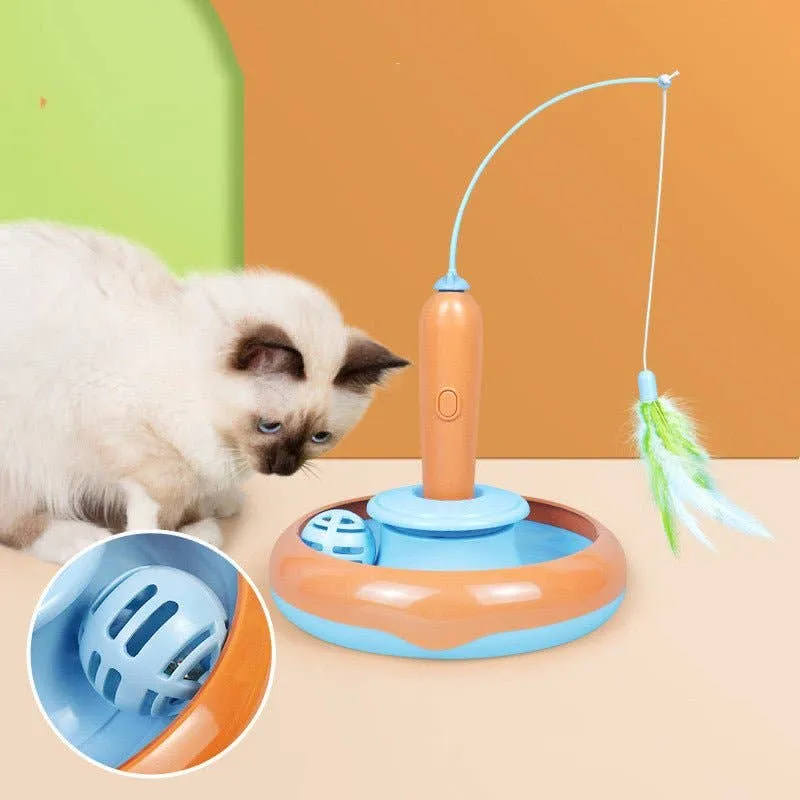 Dog Hugs Cat 2 In 1 Pet Feather For Self-play Cat Turntable Cat Toy