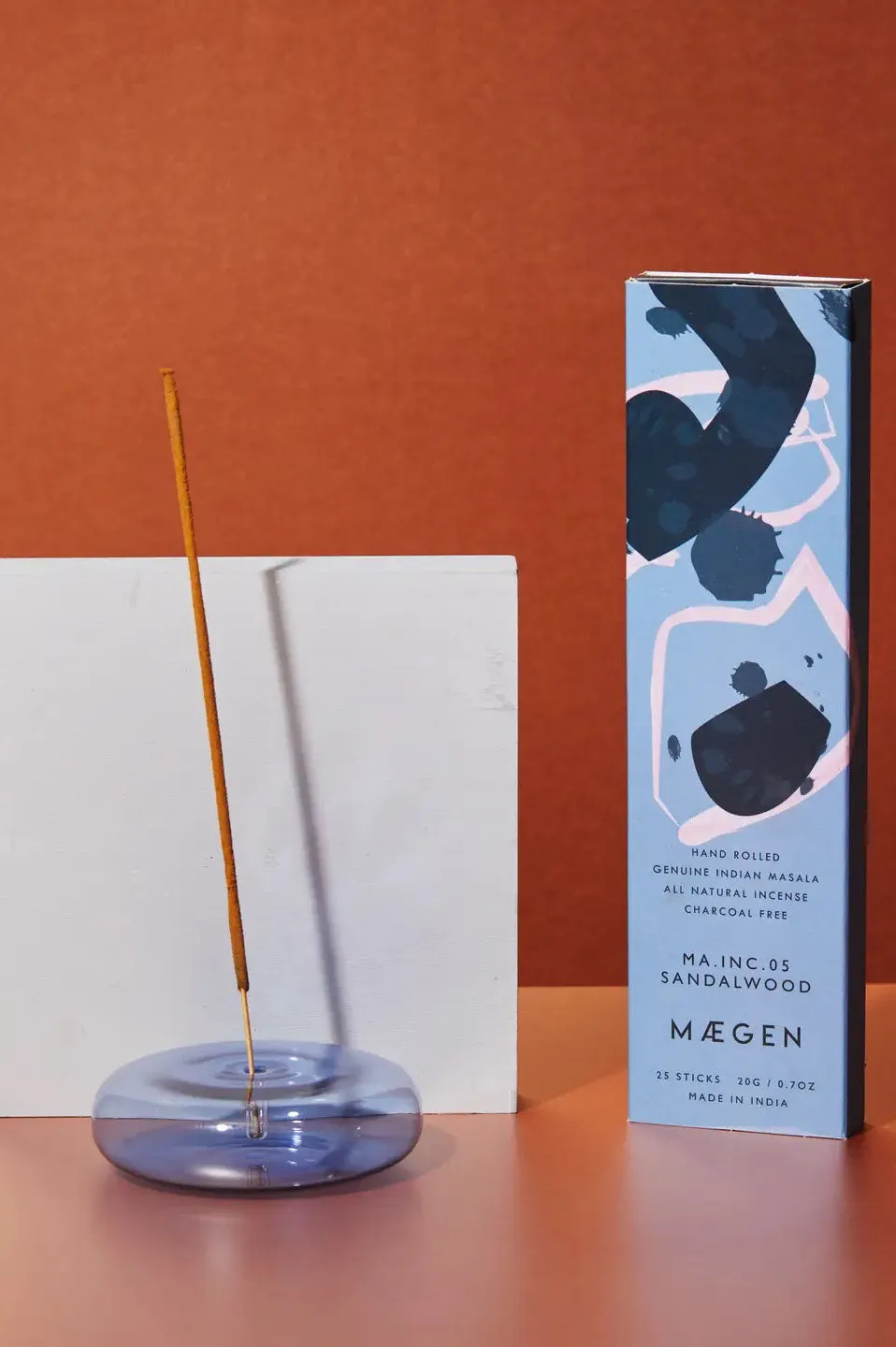 MGEN Blue Dimple Hand Blown Glass Incense Holder