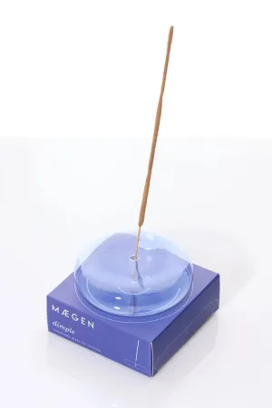 MGEN Blue Dimple Hand Blown Glass Incense Holder