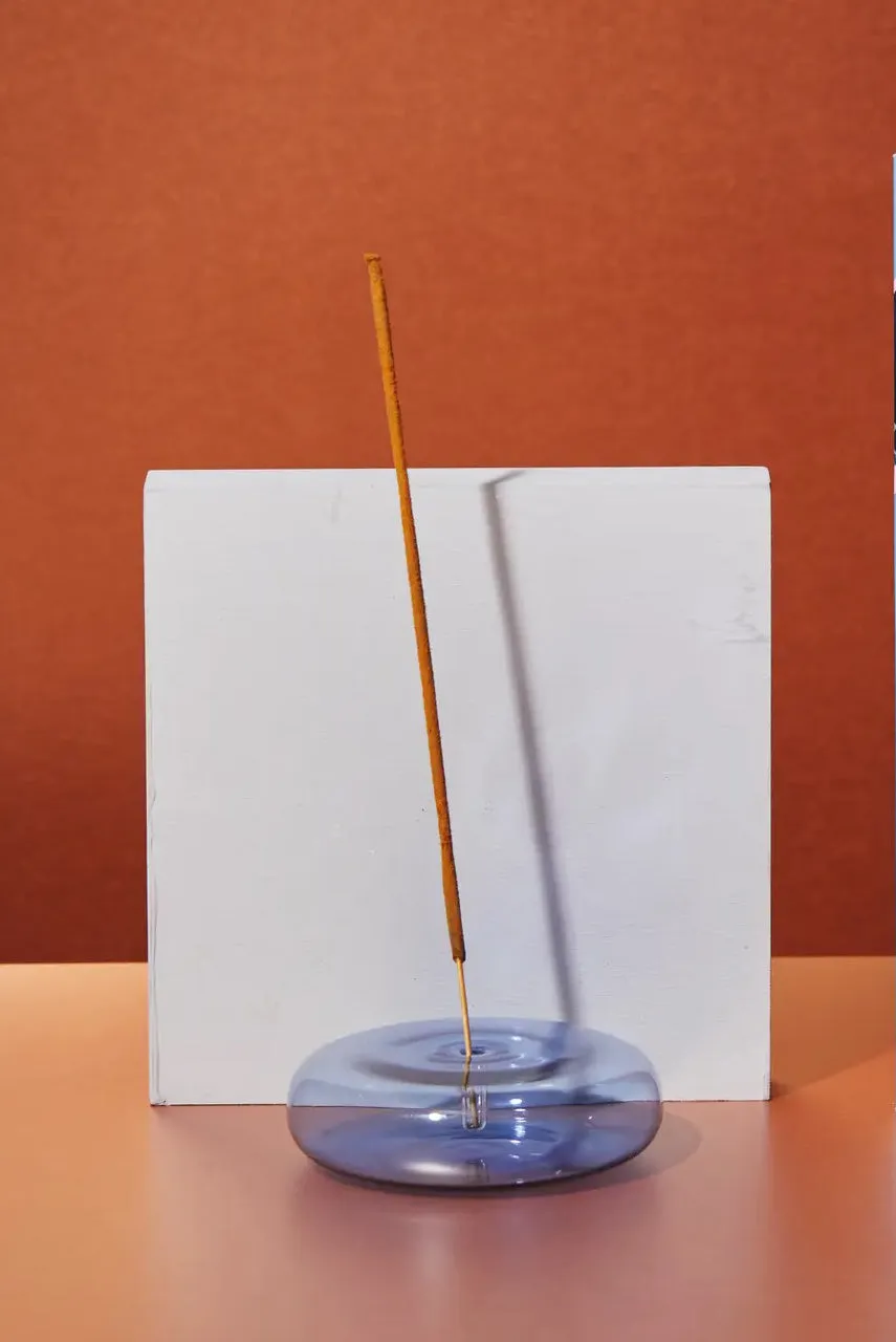 MGEN Blue Dimple Hand Blown Glass Incense Holder