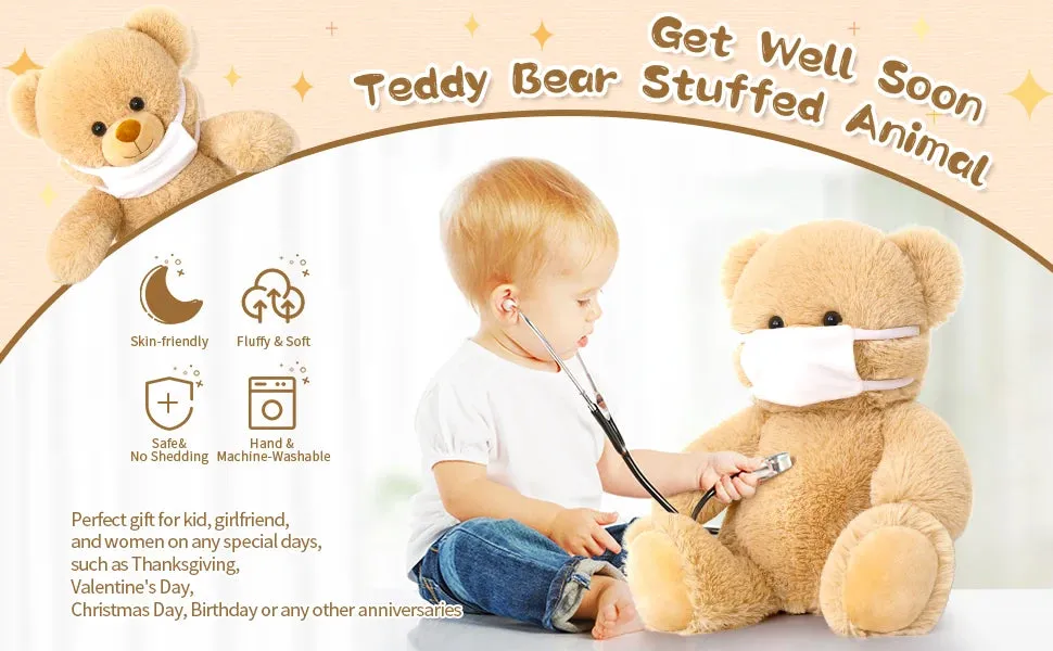 MorisMos Get Well Soon Teddy Bear Stuffed Animal - Stuffed Bear Plush Toy, Get Well Soon Gifts for Kids Men Women After Surgery