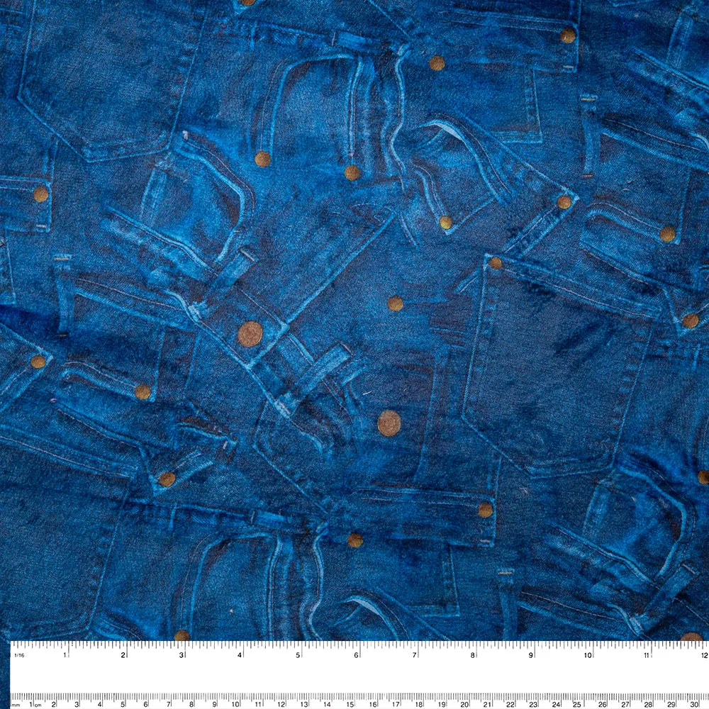 Printed Micro Chenille - DIGITAL - Jeans pocket - Blue